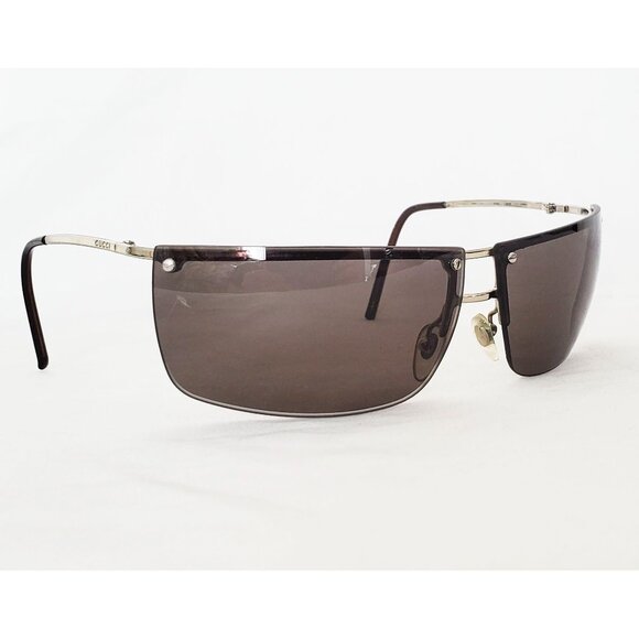 Gucci Womens GG 2653 S YB7 Vintage 90s Rectangle Semi Rimless Wrap Sunglasses - Picture 13 of 13